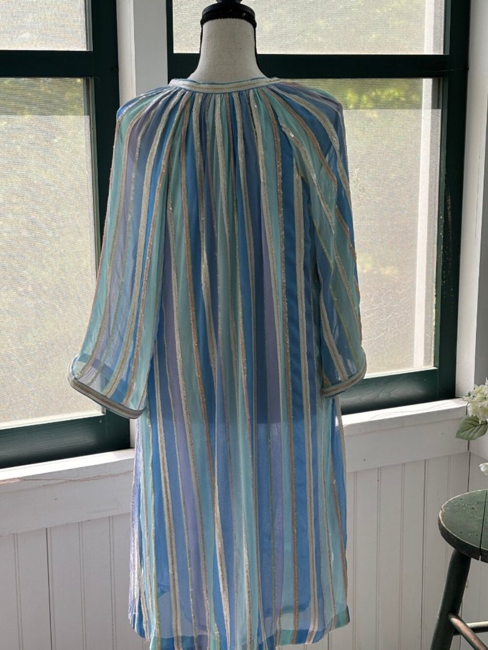Bella Tu Petra Tunic Dress | Sky Blue Sequin Stripe | Size S | NWT - Picture 4 of 7